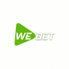 WeBet logo: green triangular play button with bold white 'WE' and 'BET' text to the right, on a white background